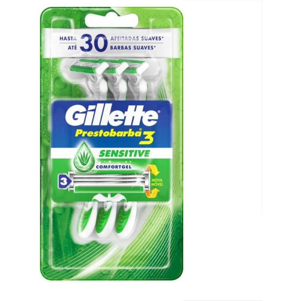 GILLETTE - Gillette Prestobarba 3 Máquina de Afeitar Desechable Sensitive 3 und