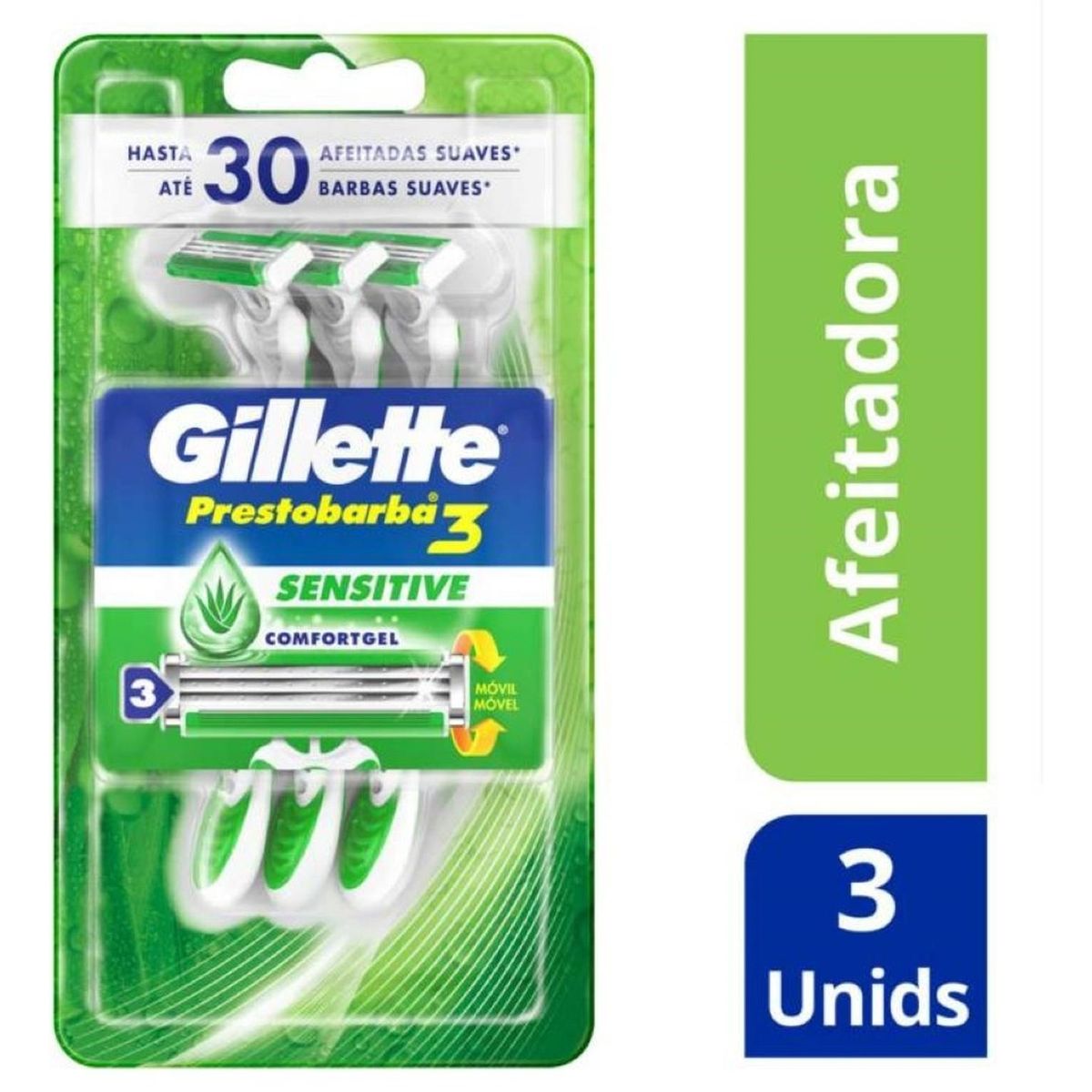 GILLETTE - Gillette Prestobarba 3 Máquina de Afeitar Desechable Sensitive 3 und