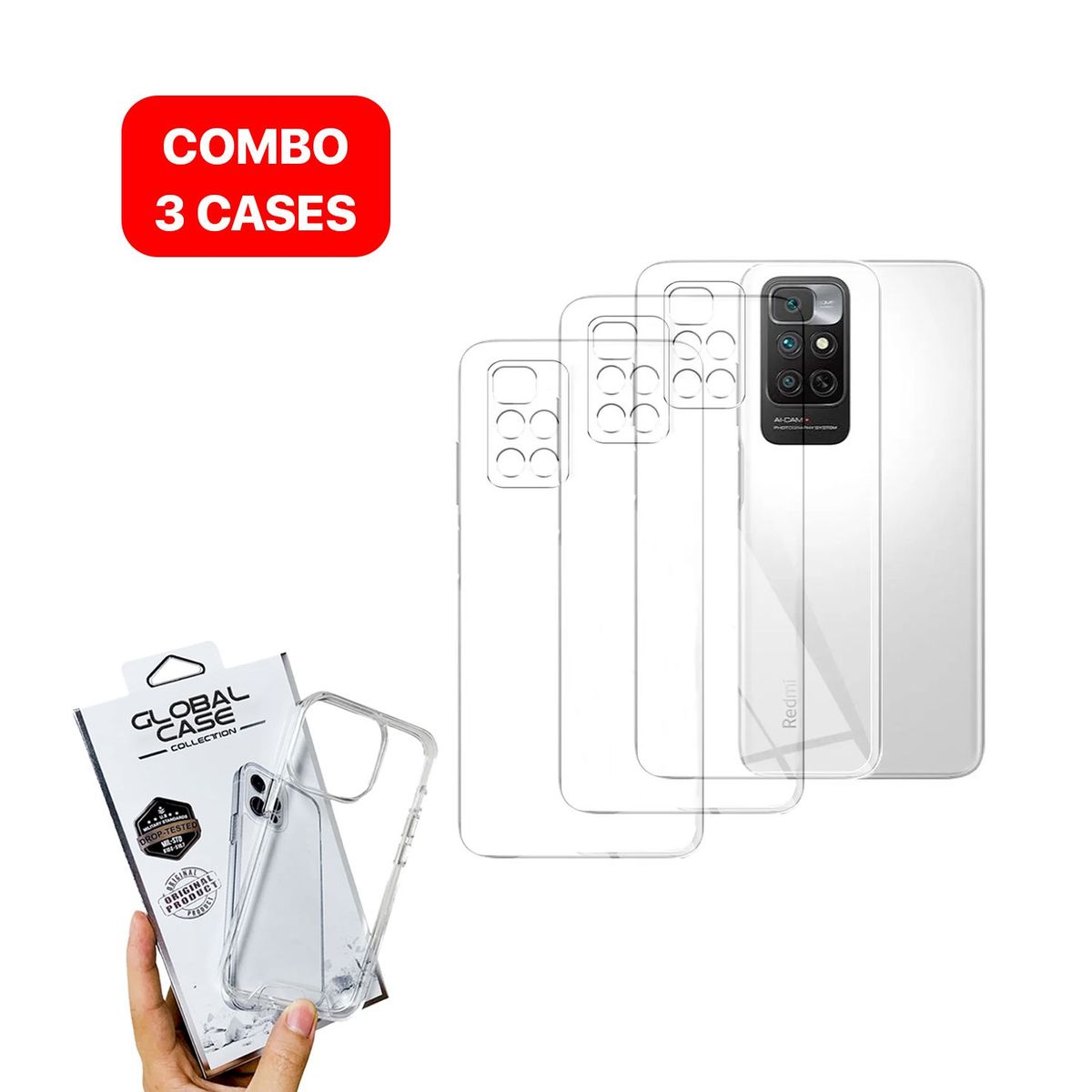 GENERICO - Combo Case Space Para Redmi 10 Pro Transparente