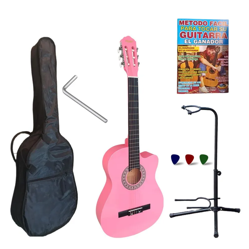 VOZZEX - GUITARRA ACUSTICA VOZZEX ROSADA DE 39 CON FUNDA
