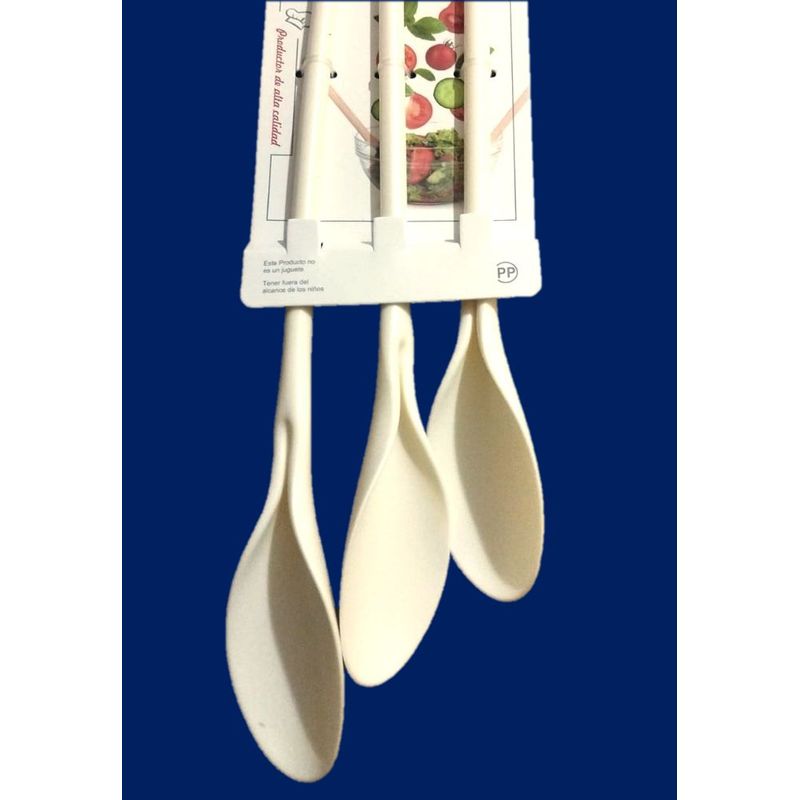 GENERICO - Cuchara Largas Multiusos x3 para ensaladas y otros
