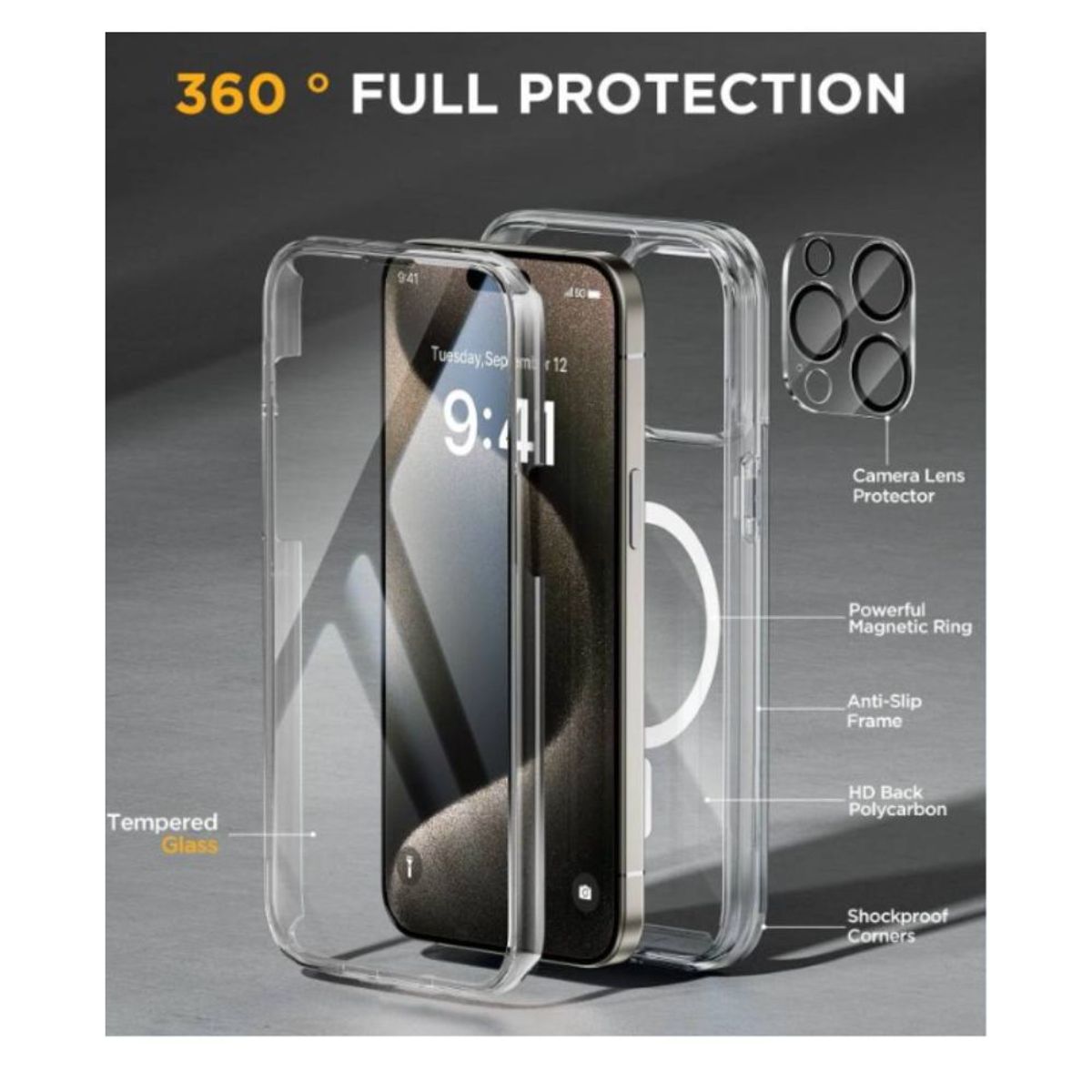 GENERICO - Case 360 Magsafe Celular iPhone 15 pro max + Mica