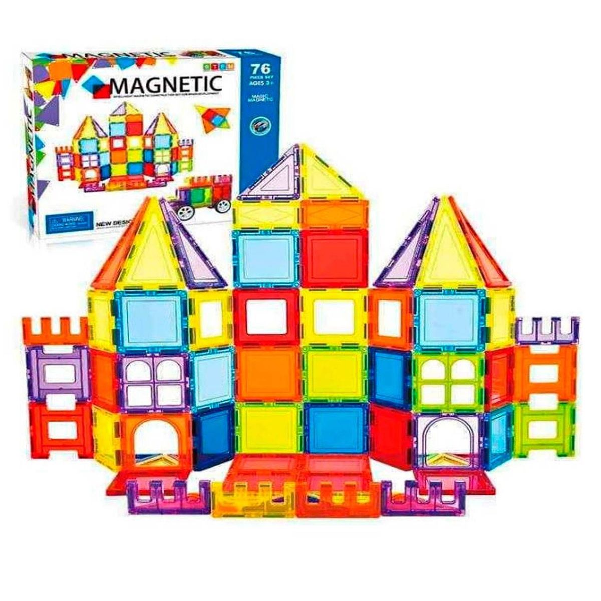 GENERICO - Juegos  Magnéticos de Bloque de 76 Pcs de Construcción