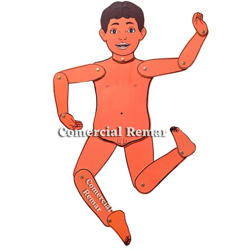 GENERICO - Niño de Madera Partes Cuerpo con Movimiento Juego Didáctico