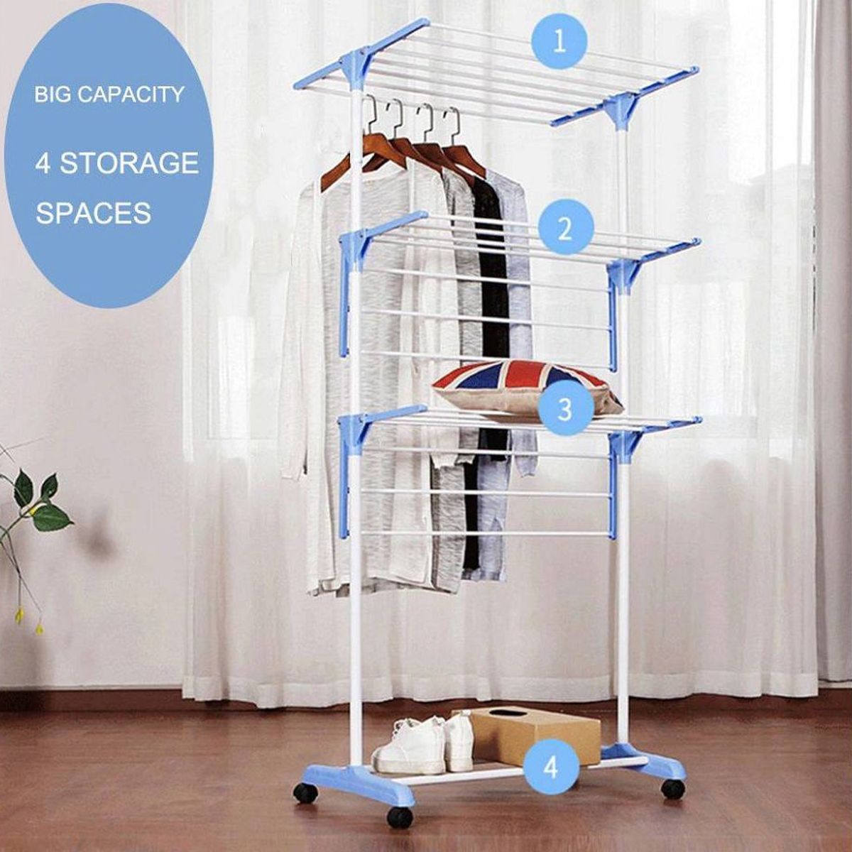 GENERICO - Tendedero Tendal Plegable de Ropa 3 Niveles Multifuncional