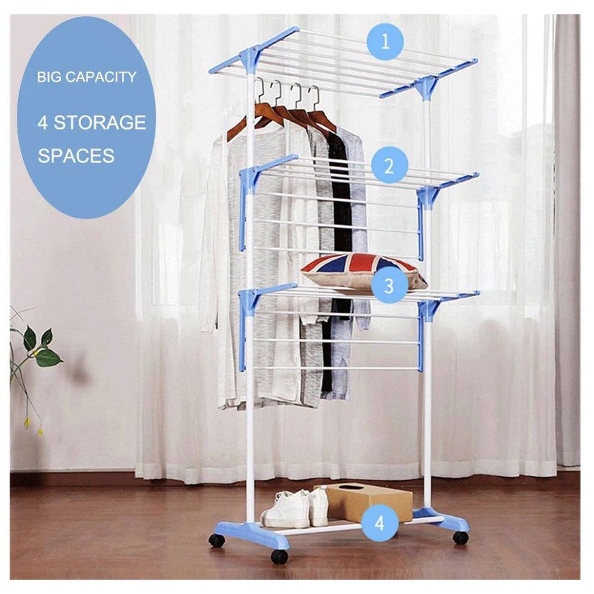 GENERICO - Tendedero Tendal Plegable de Ropa 3 Niveles Multifuncional