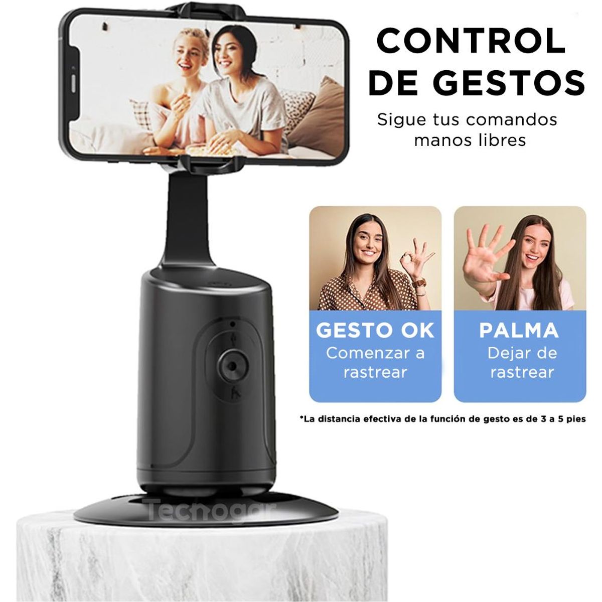 GENERICO - Trípode con IA para Celular Seguimiento Facial Automático 360° Gestos
