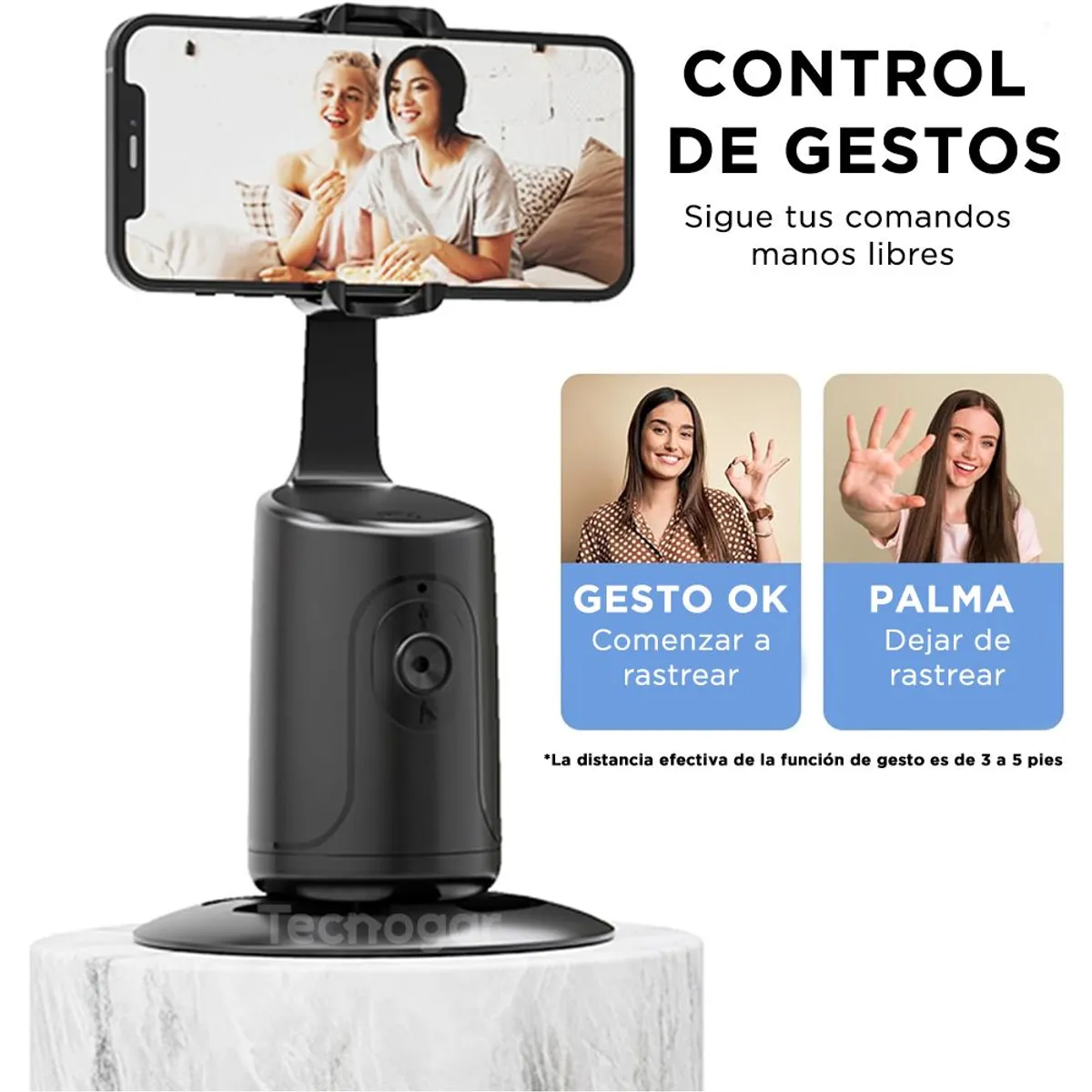 GENERICO - Trípode con IA para Celular Seguimiento Facial Automático 360° Gestos