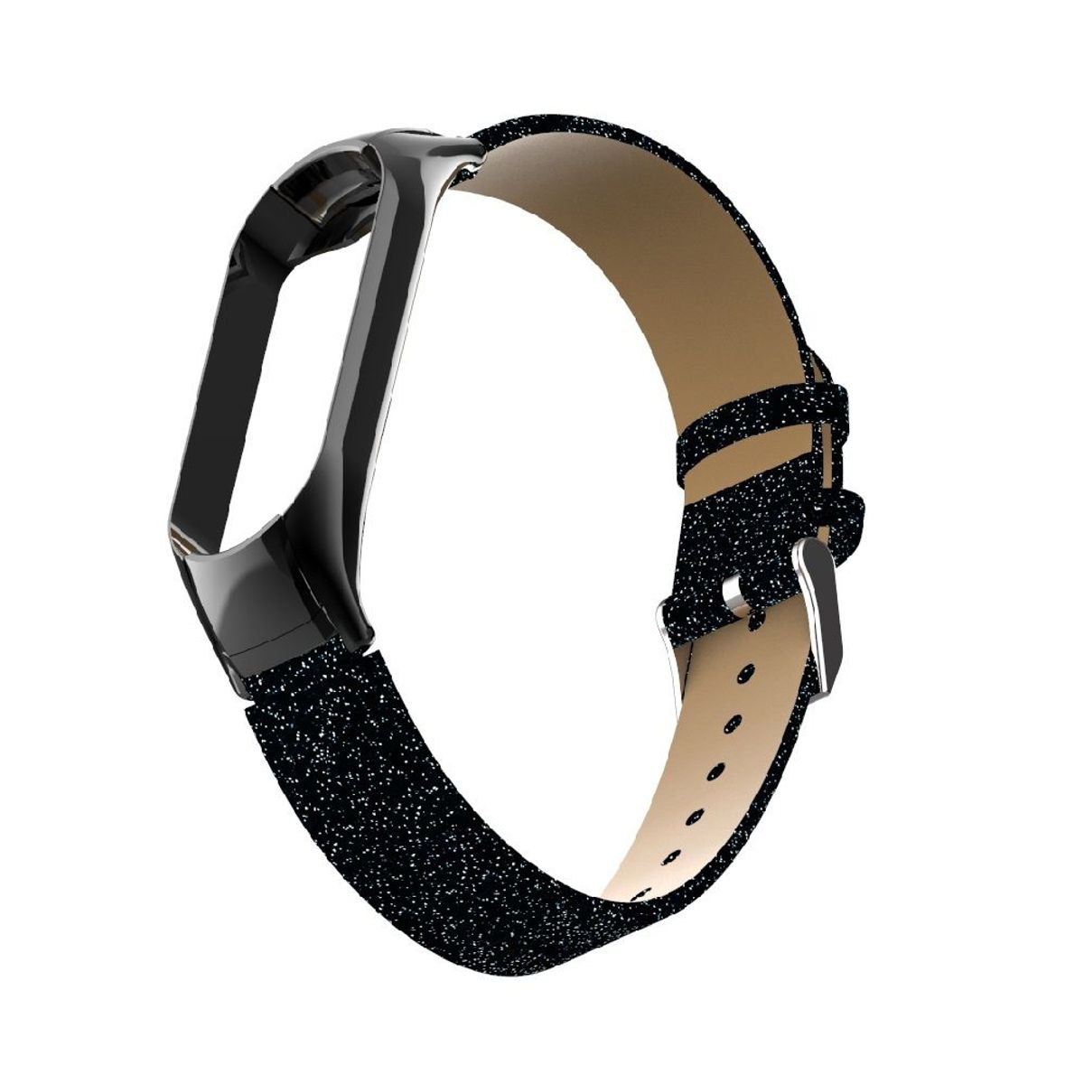 GENERICO - Correa de cuero escarchada para Xiaomi band 7 - Negro