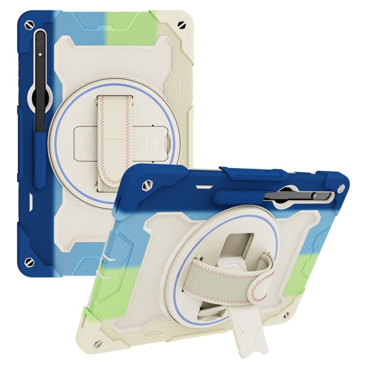 GENERICO - Funda para Lenovo M10 2da Gen Armor Defender Arcoiris Azul Resistente