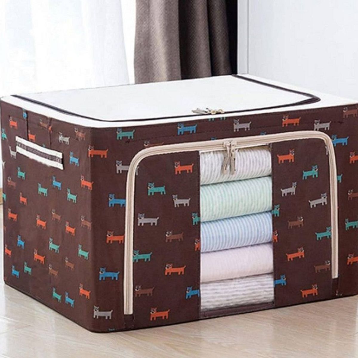 GENERICO - Caja de Almacenamiento Multifuncional Plegable 66 Litros Marron