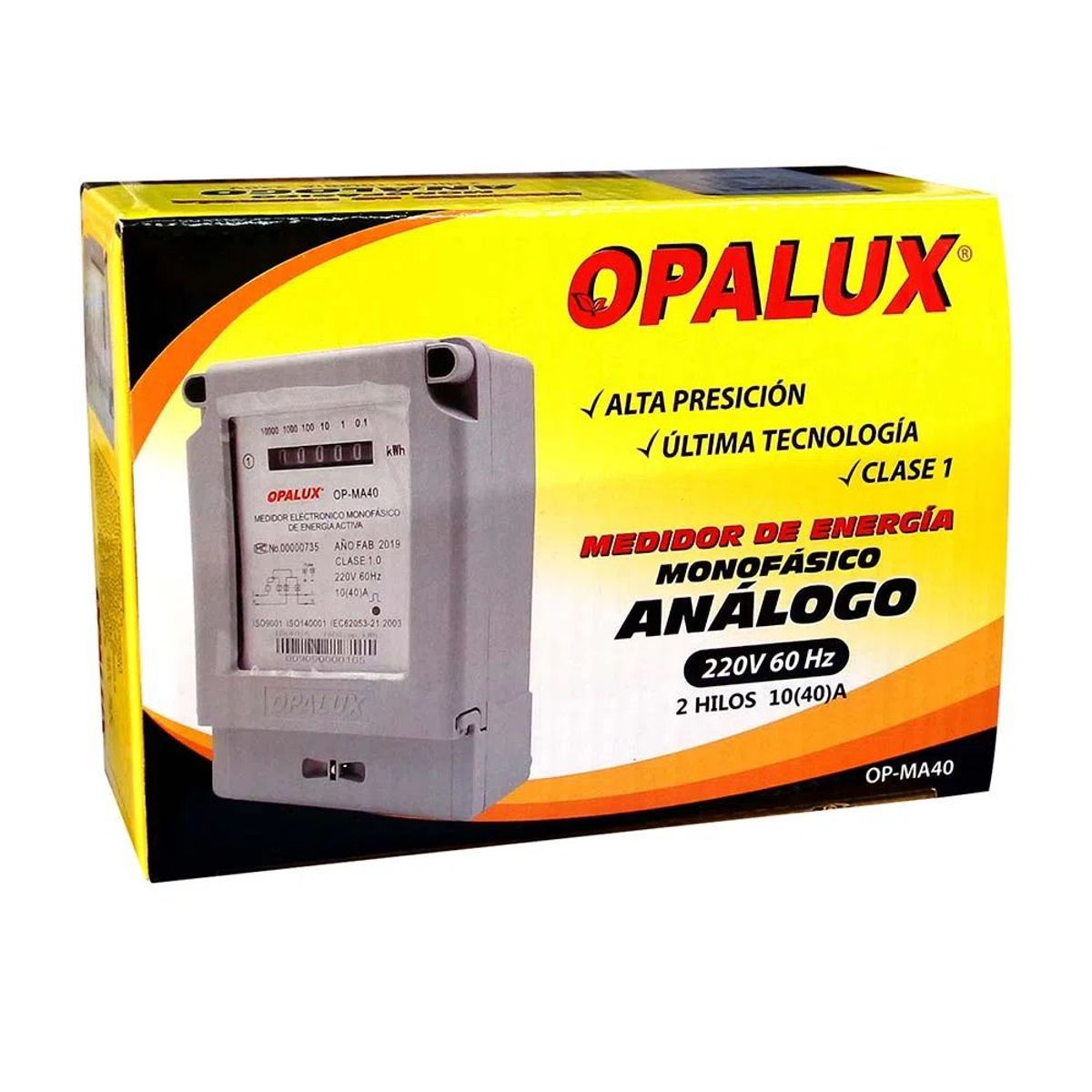 OPALUX - Medidor de Energía Monofásico Analógico OPALUX 220V
