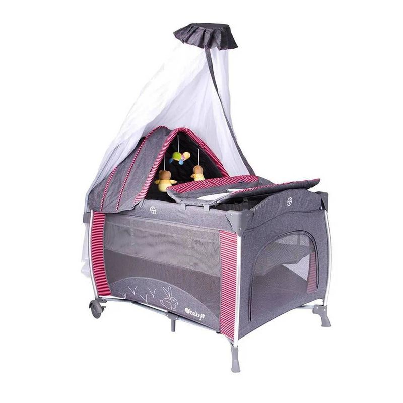 EBABY - Cuna Corral Aluminio Ebaby NOA 780 Con Tul - Rojo