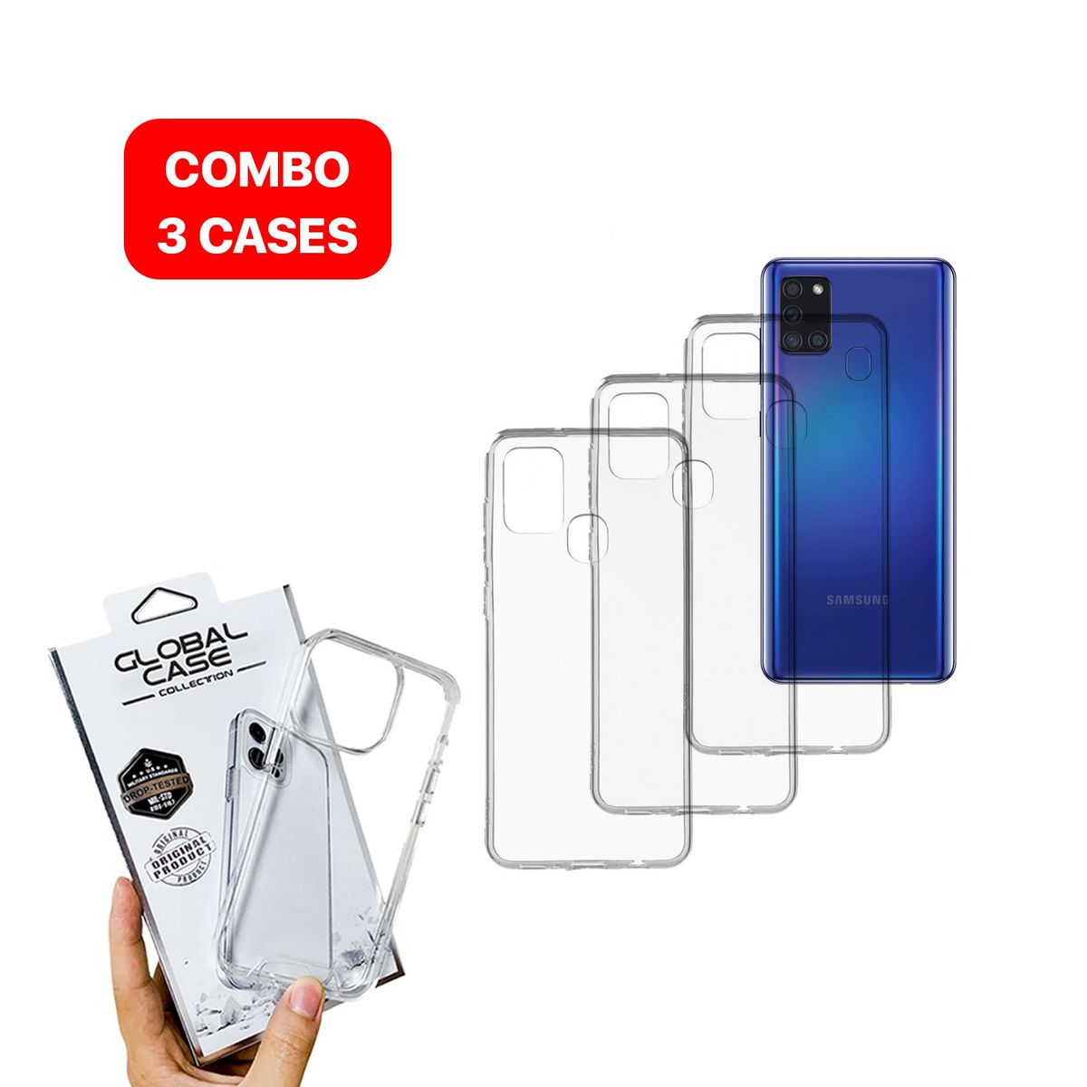SPACE - Combo Case Space Para Samsung A21S Transparente