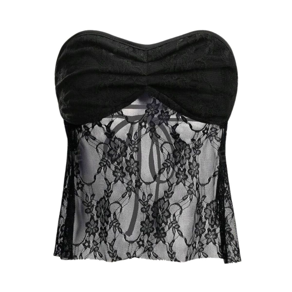 GENERICO - Top Encaje Strapless Negro Mujer