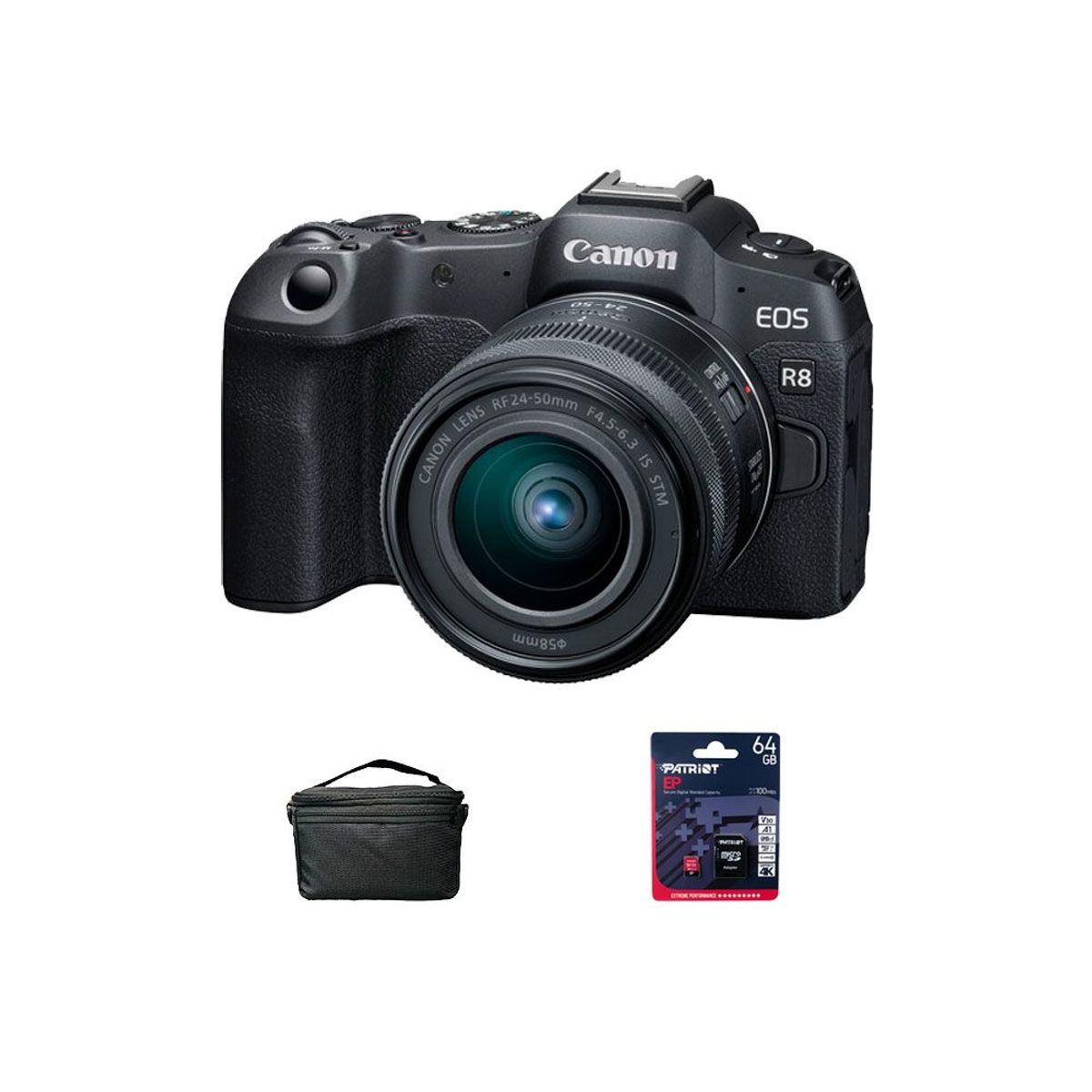 CANON - Camara Canon EOS R8+RF 24-50MM IS STM+Est+Mem64GB