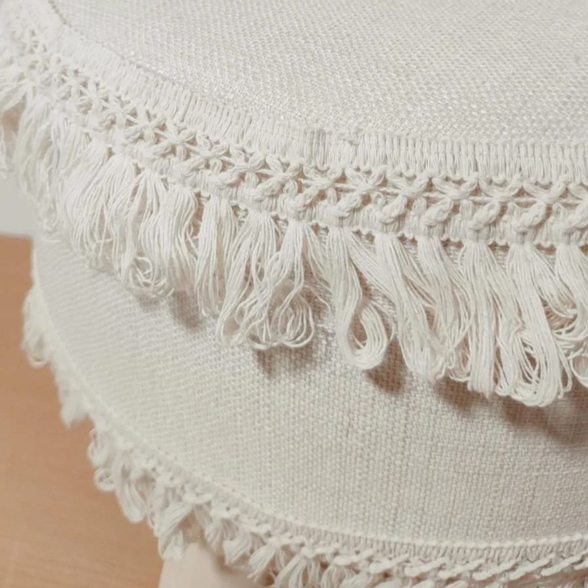 GENERICO - Puff boho macramé Nórdico color hueso 43x33 cm