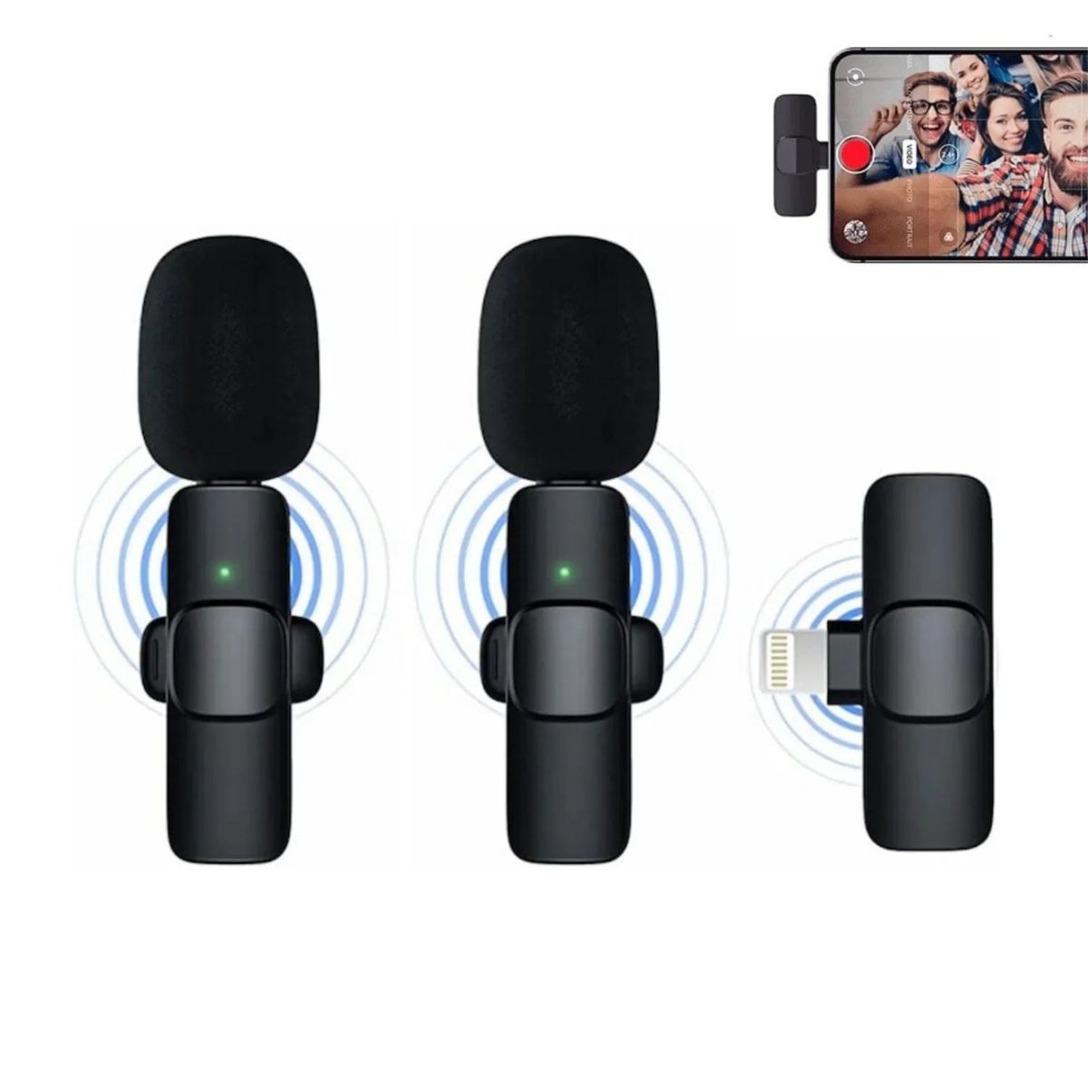 GENERICO - MICROFONOS INALAMBRICOS SOLAPEROS DOBLE PARA IPHONE MODELO GOLD