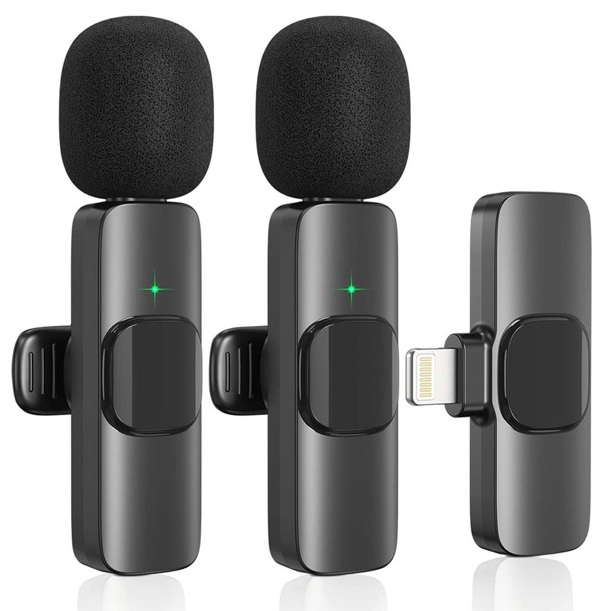 GENERICO - MICROFONOS INALAMBRICOS SOLAPEROS DOBLE PARA IPHONE MODELO GOLD