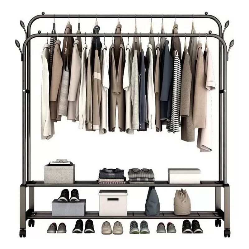 OEM - Organizador De Ropa Doble con Estantes De 2 Niveles con Ruedas