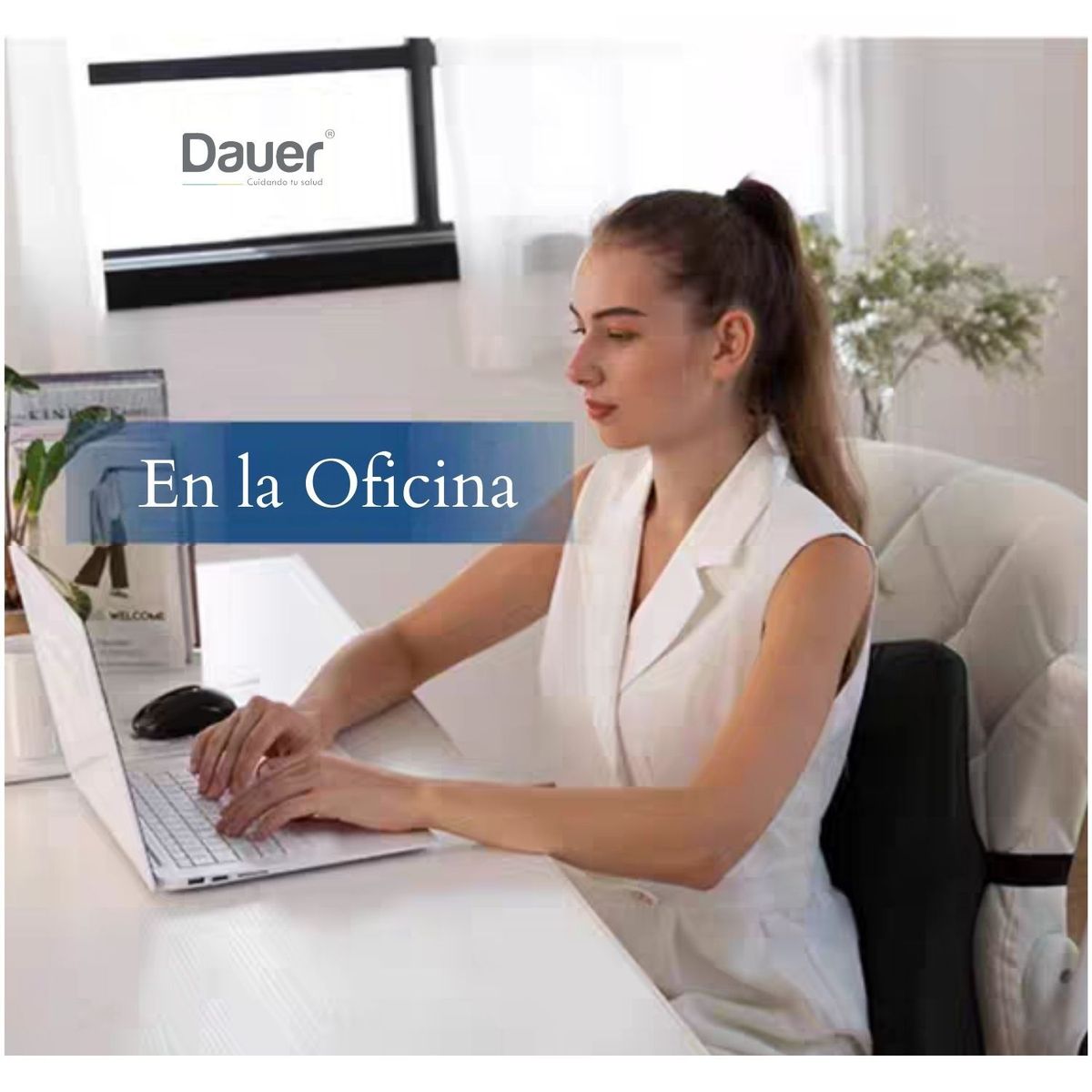 DAUER - Cojín Lumbar 3D Respaldar Ortopedico Ergonomico con Bolsillo Lateral