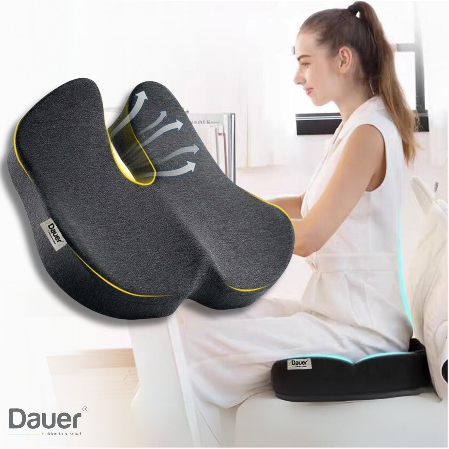 Cojín Asiento 3D Ortopédico para coxis para hemorroides con Asa