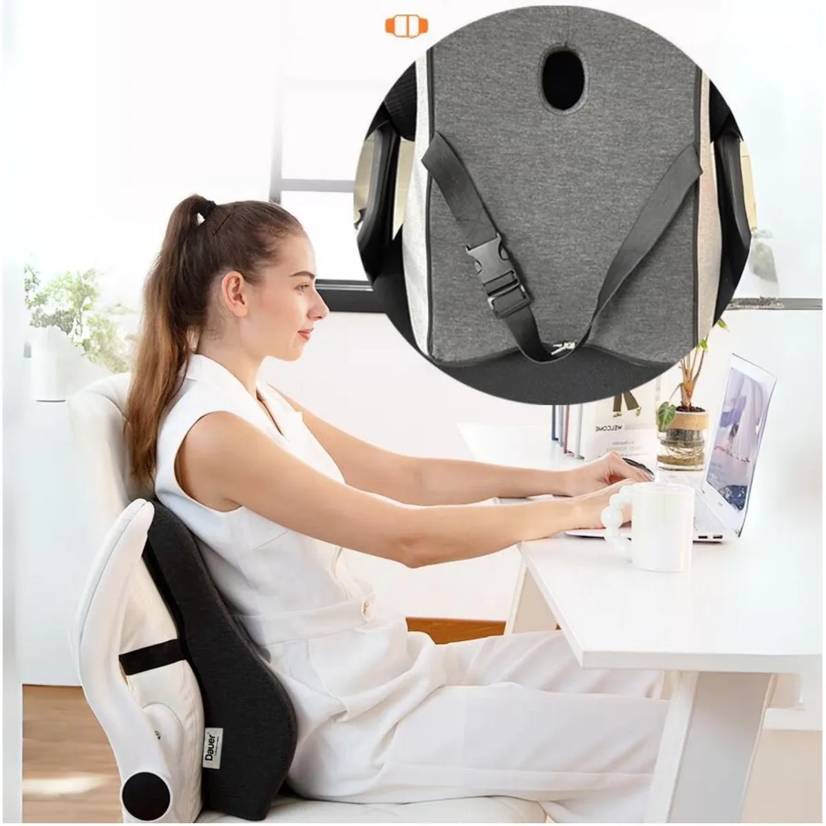 DAUER - Cojín Lumbar Respaldar Viscoelástico Diseño 3D Espacial Ergonomico Neg