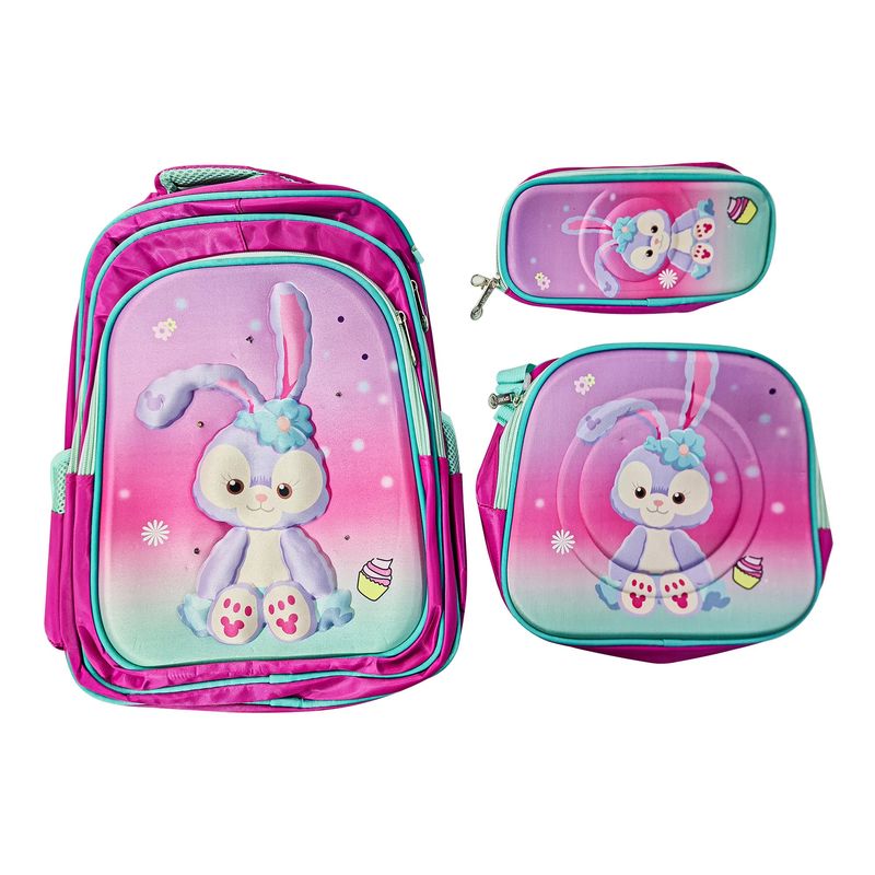 GENERICO - Mochila Escolar Infantil Para NIÑAS 3 en 1 con Ruedas Tamaño Oficio_.