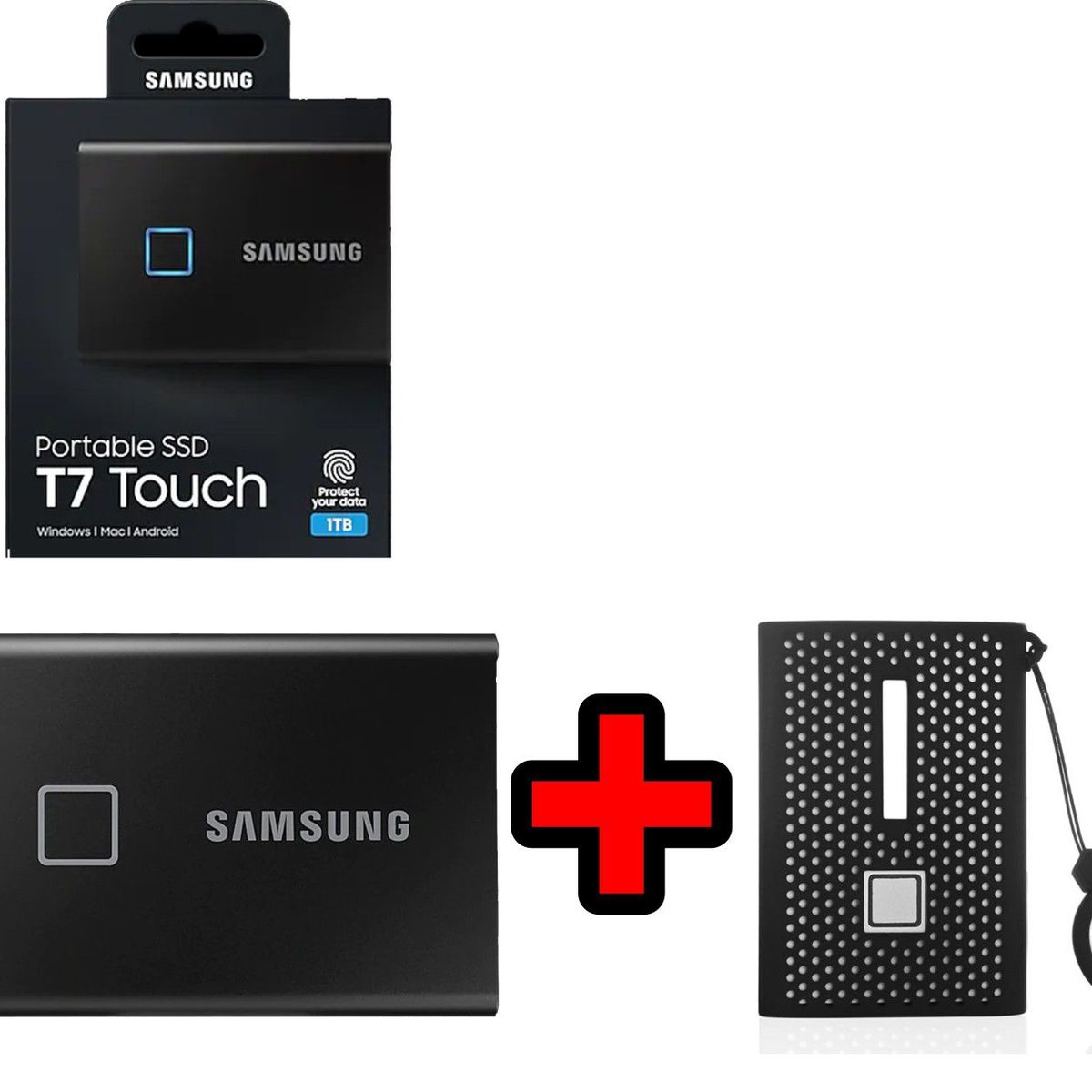 SAMSUNG - Disco SSD externo SAMSUNG T7 Touch 1TB USB C 3.2 + FUNDA
