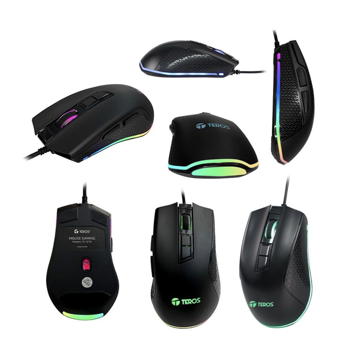 TEROS - Mouse gamer Teros TE-1211G mouse para juegos con cable.
