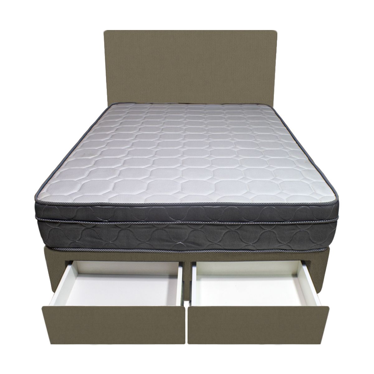 BARAKA HOME - Dormitorio Turin + 2 Cajones 1.5 Plz + Cabecera - Beige Oscuro