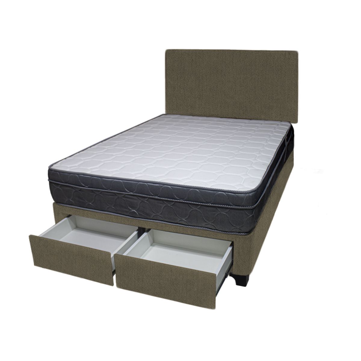 BARAKA HOME - Dormitorio Turin + 2 Cajones 1.5 Plz + Cabecera - Beige Oscuro