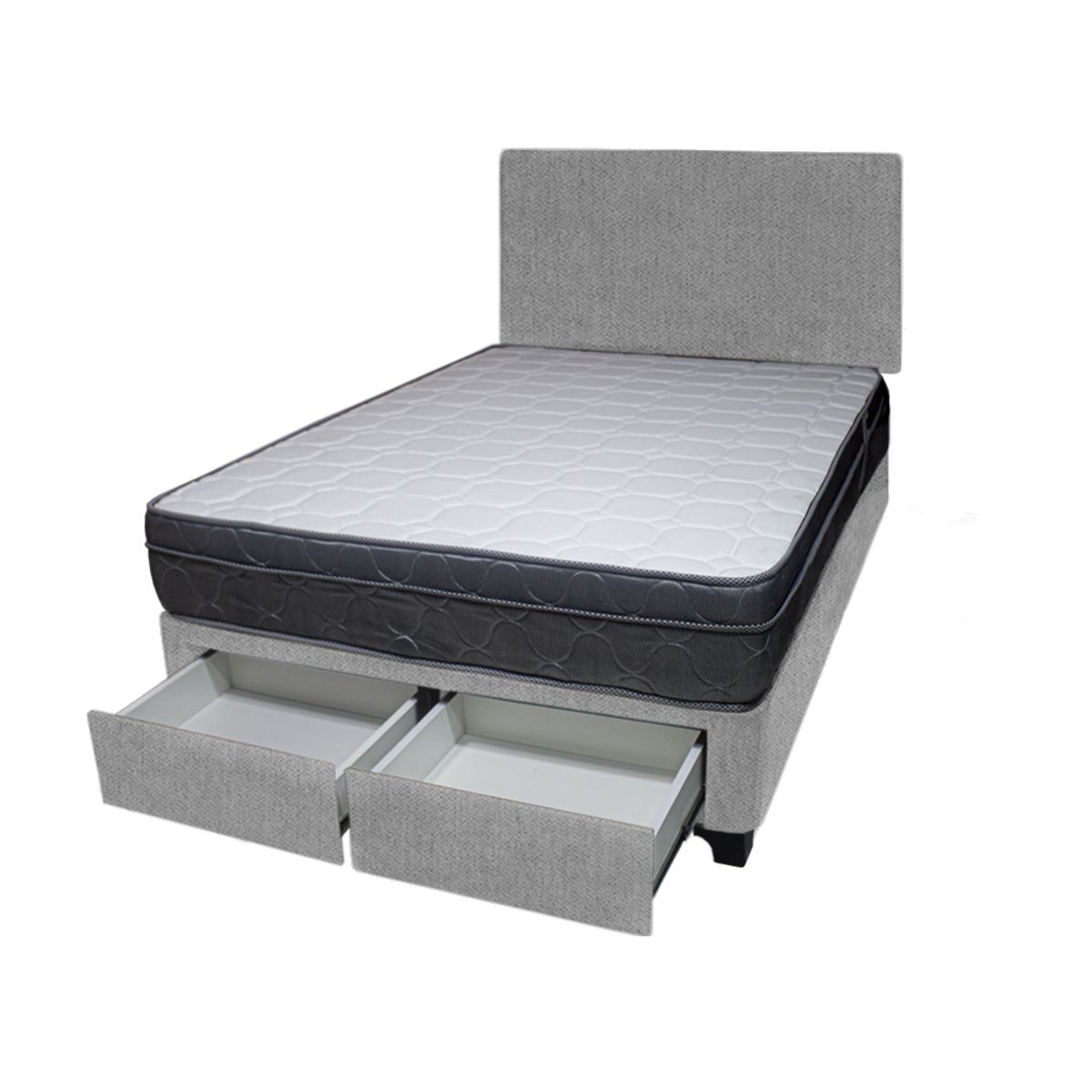 BARAKA HOME - Dormitorio Turin + 2 Cajones 1.5 Plz + Cabecera - Gris Claro