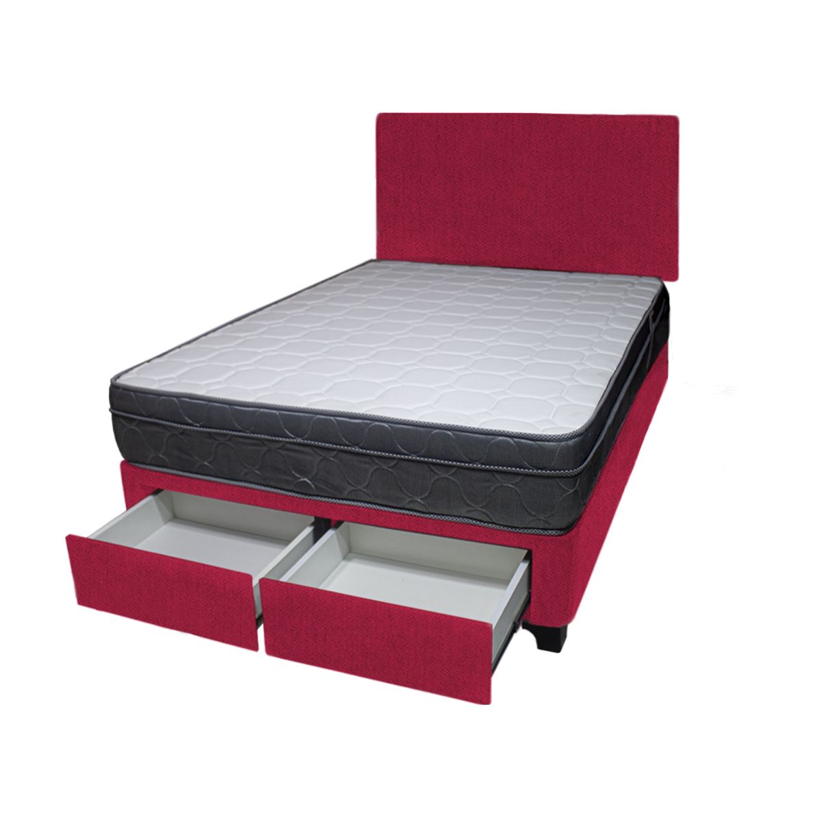 BARAKA HOME - Dormitorio Turin + 2 Cajones 1.5 Plz + Cabecera - Rojo