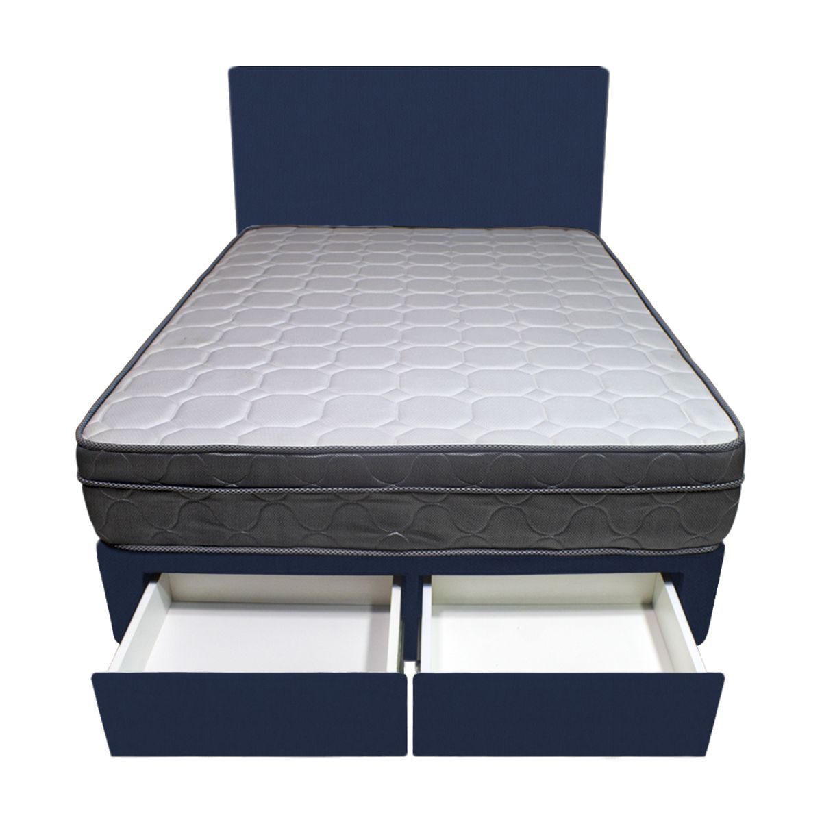 BARAKA HOME - Dormitorio Turin + 2 Cajones 1.5 Plz + Cabecera - Azul Marino
