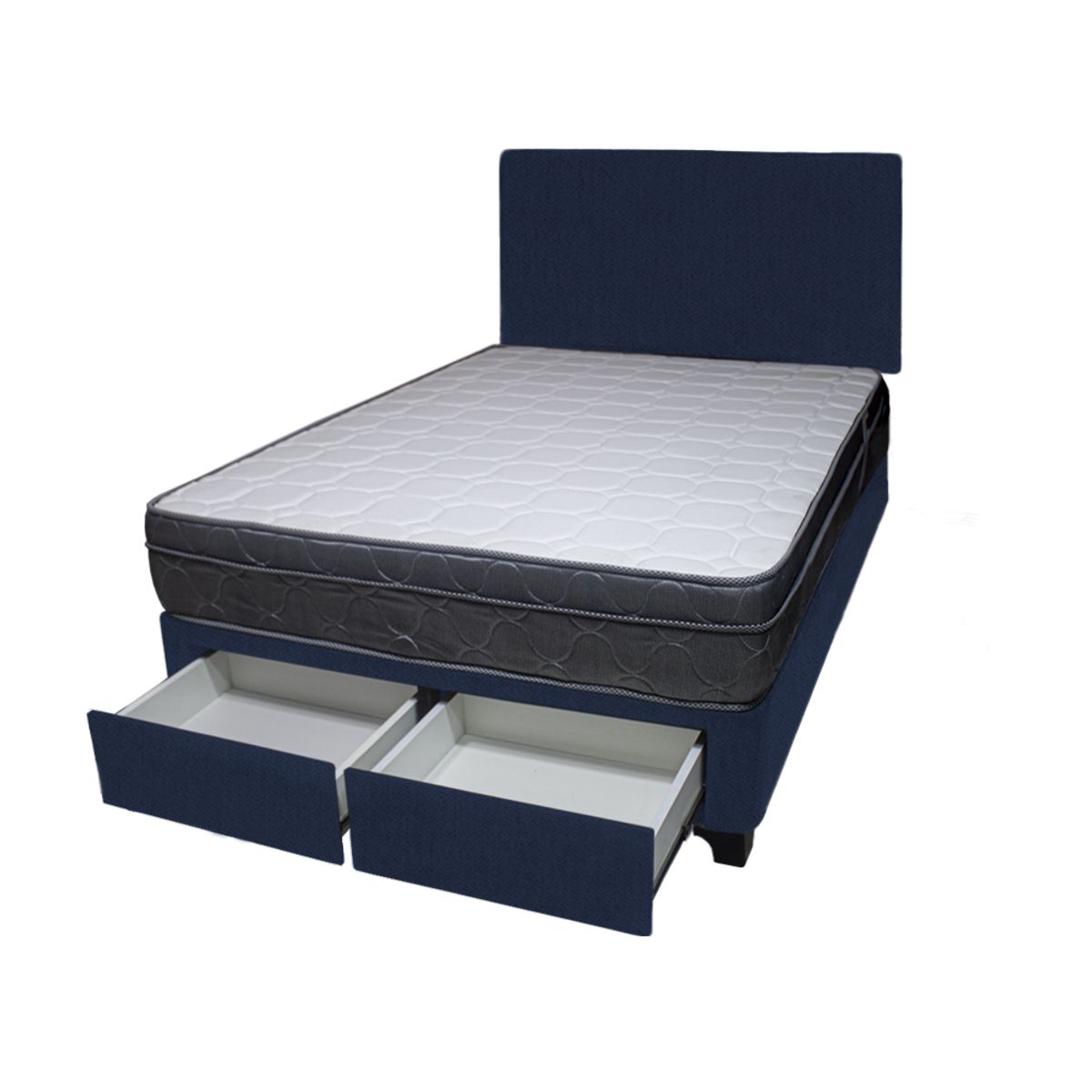 BARAKA HOME - Dormitorio Turin + 2 Cajones 1.5 Plz + Cabecera - Azul Marino
