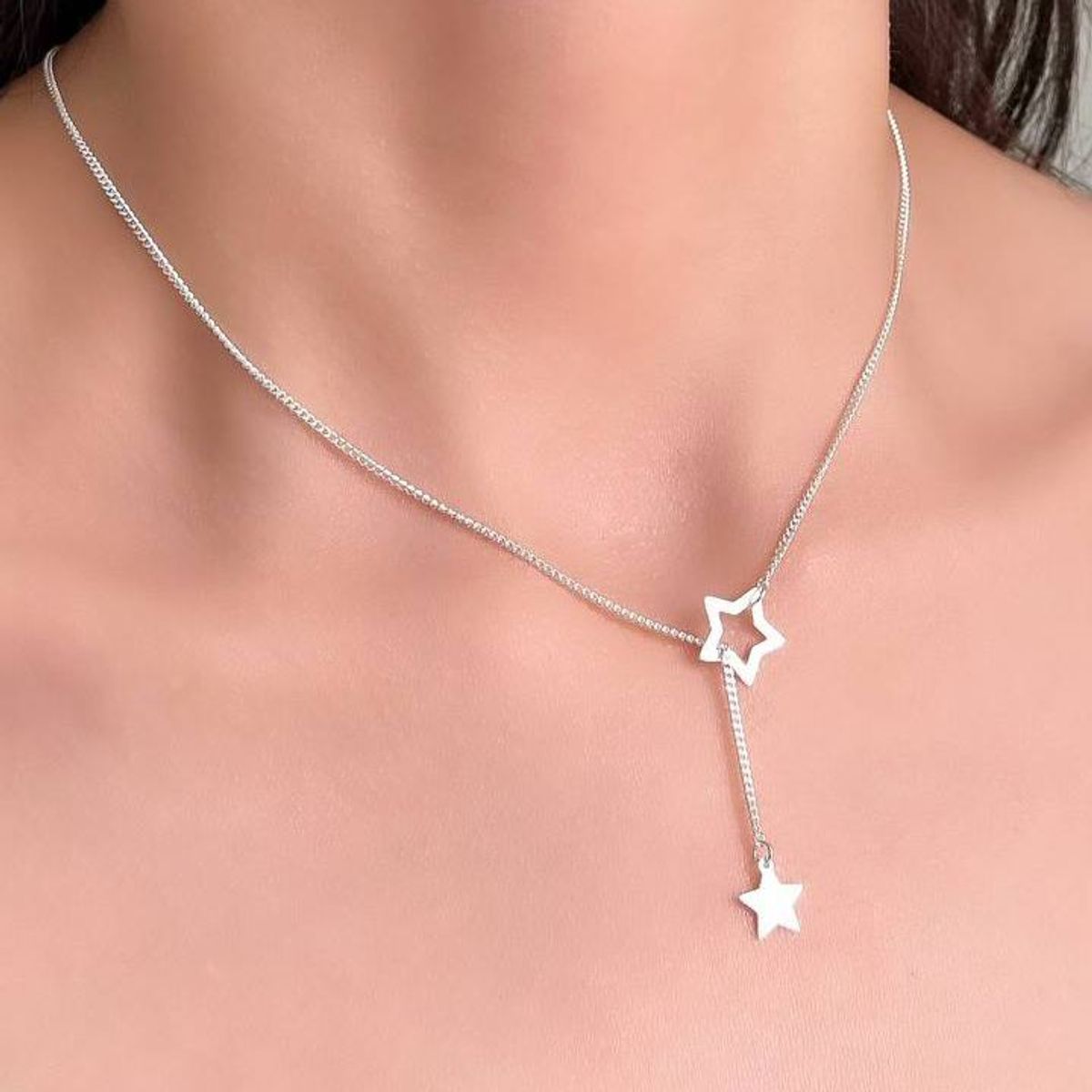 JOYERIA D'PILMER - COLLAR DE PLATA DOBLE ESTRELLA
