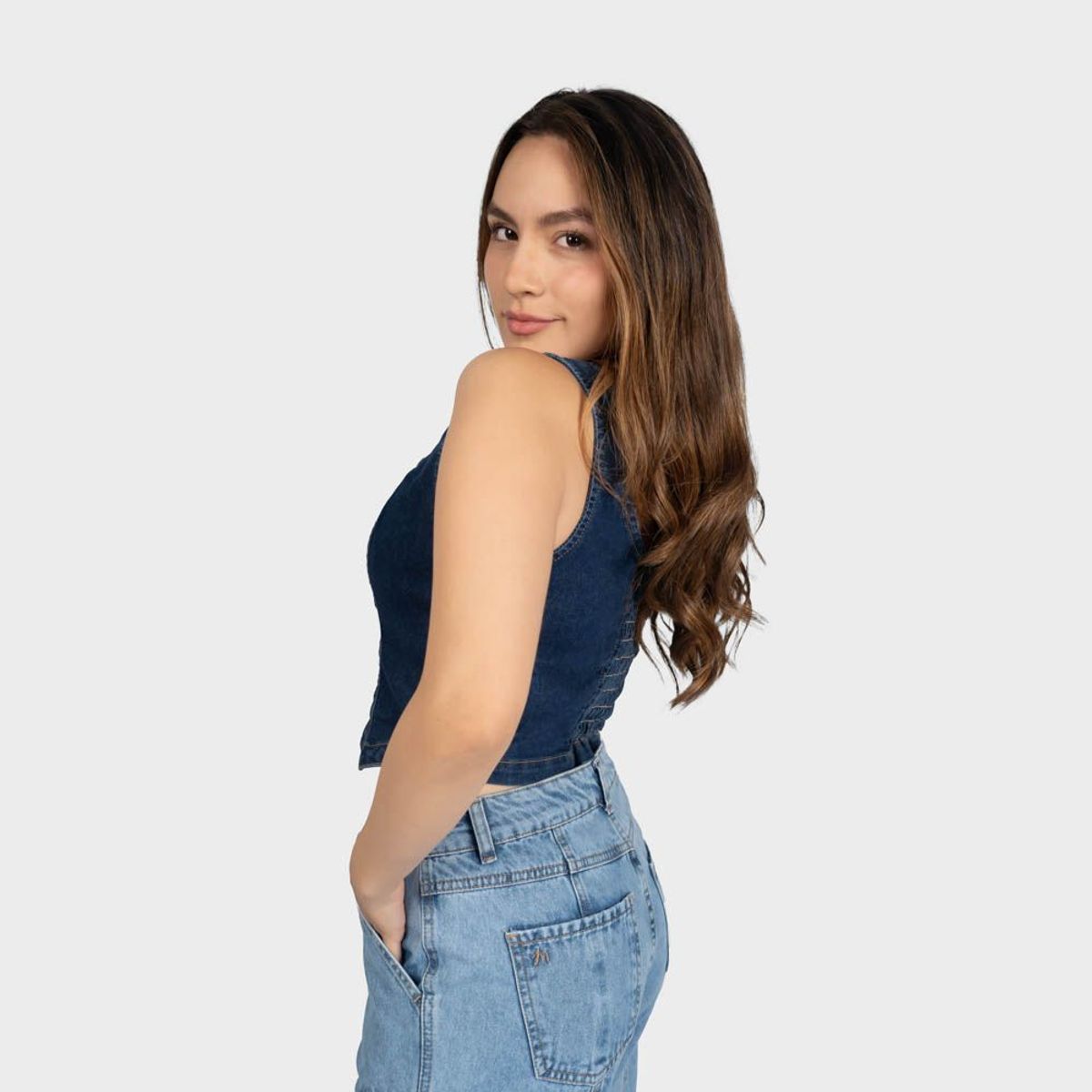 MACHINE - BLUSA LP23NURIAL DENIM STRECH