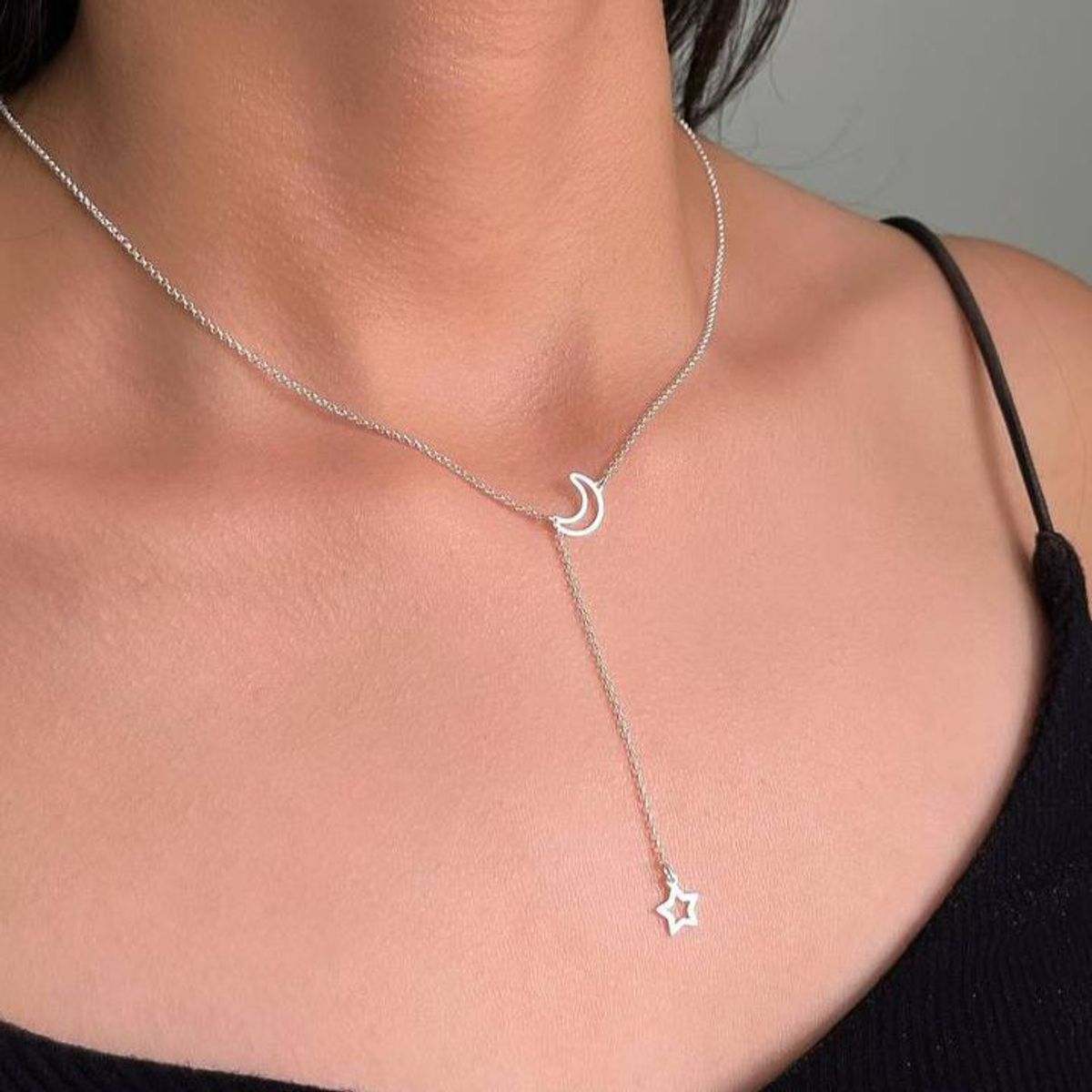 JOYERIA D'PILMER - COLLAR DE  PLATA LUNA ESTRELLA