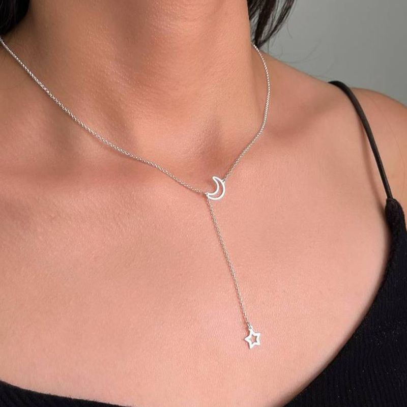 JOYERIA D'PILMER - COLLAR DE  PLATA LUNA ESTRELLA