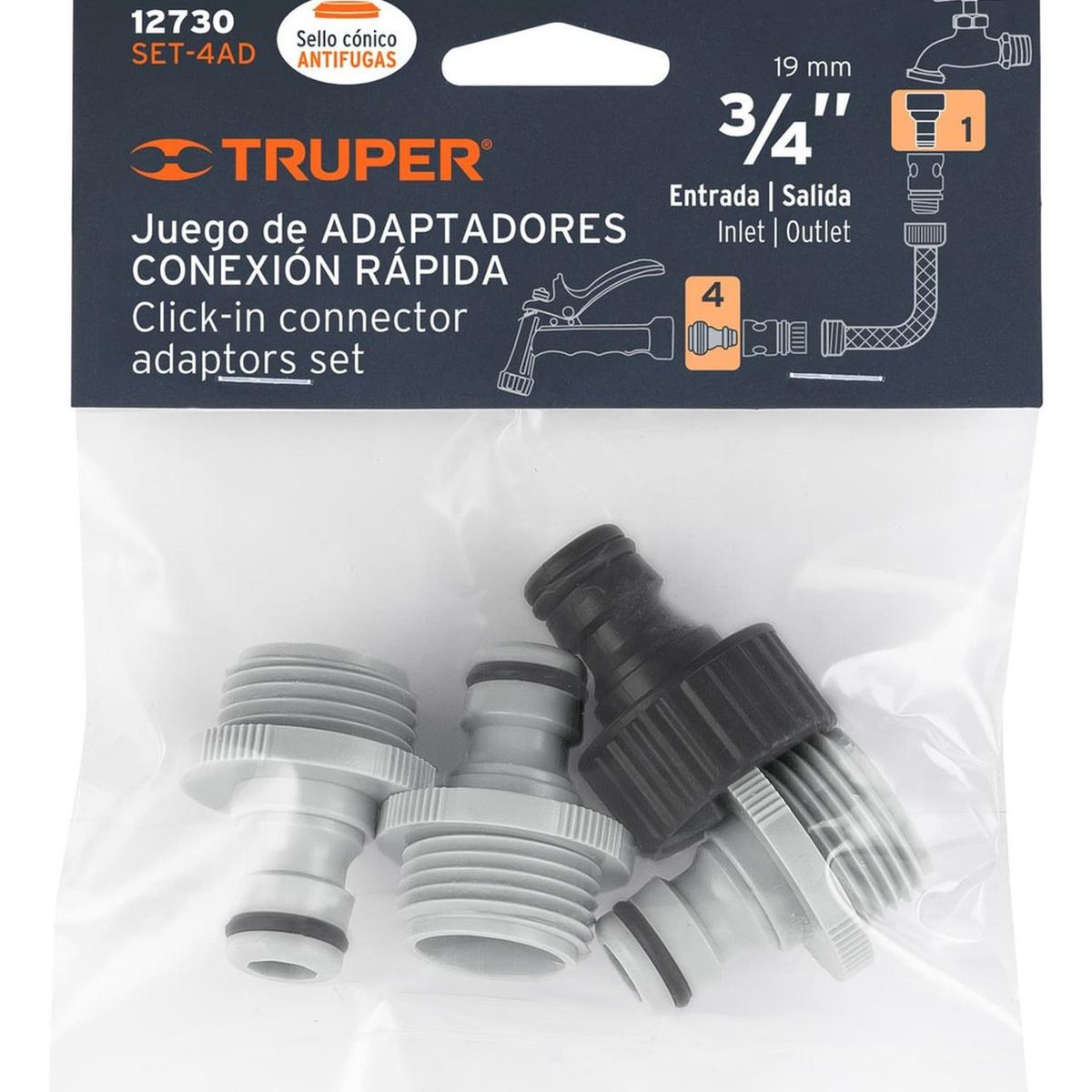 TRUPER - Repuesto de 4 conectores de ABS sistema de click Truper