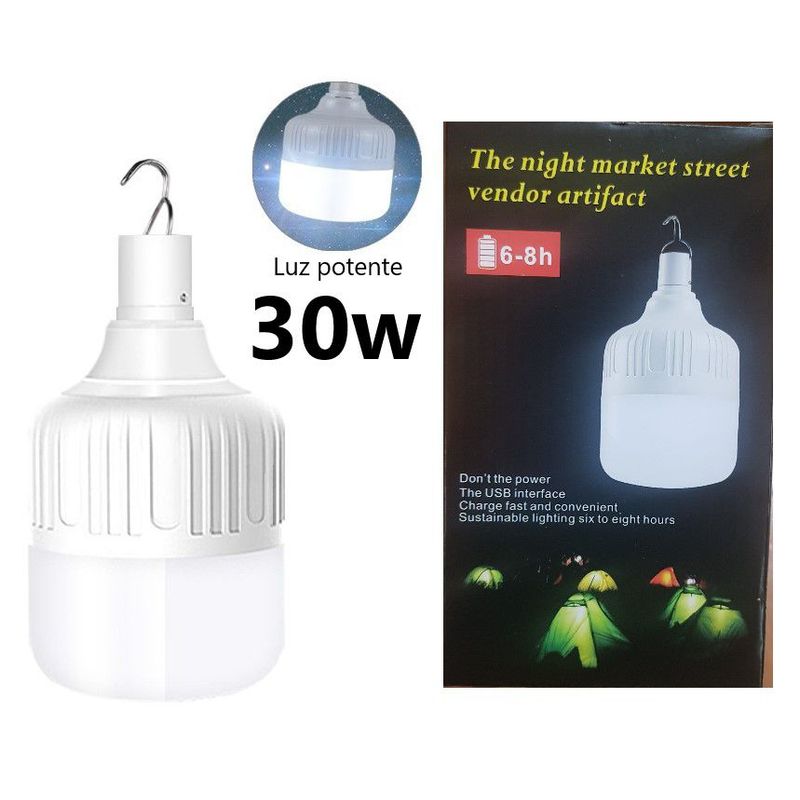 GENERICO - Bombilla Portátil  Recargable 30W 8 horas de Luz Blanca