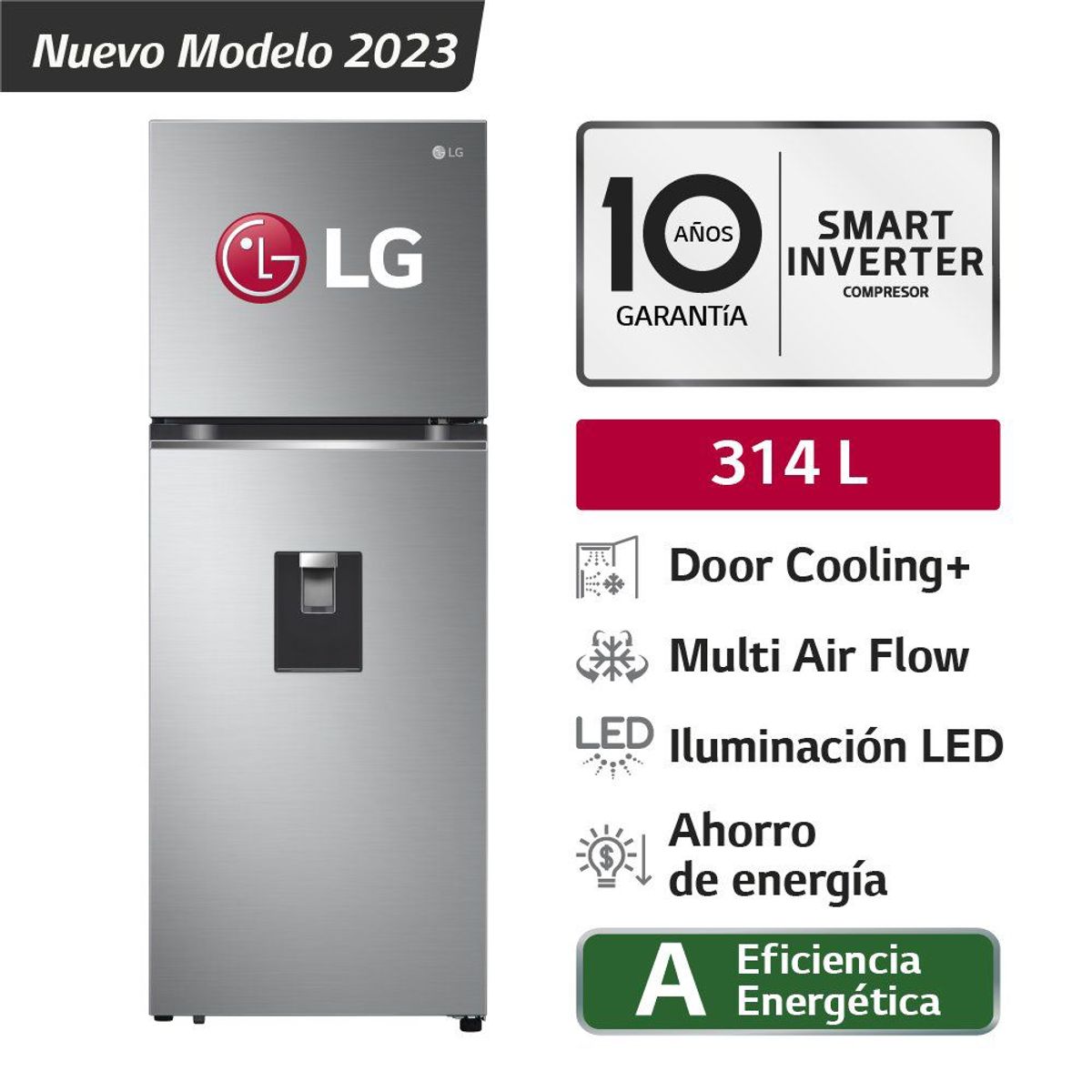 LG - REFRIGERADORA LG 314L GT31WPP TOP FREEZER DOOR COOLING