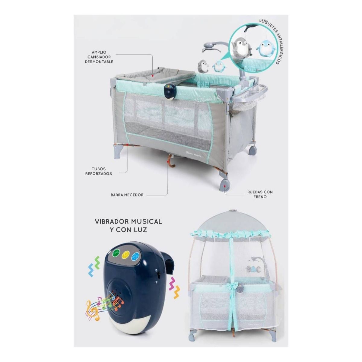 BABY HAPPY - Cuna Mecedora BABY HAPPY Vibrador Musical BH-800