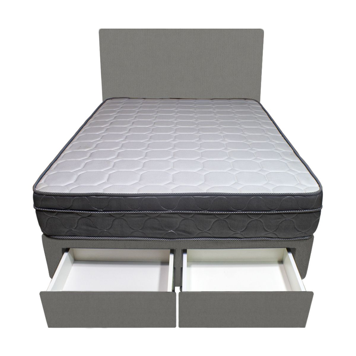 BARAKA HOME - Dormitorio Turin + 2 Cajones 2 Plz + Cabecera - Gris Oscuro