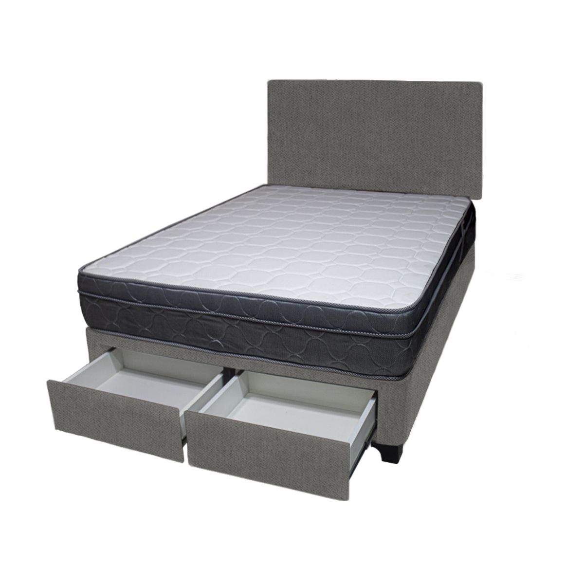 BARAKA HOME - Dormitorio Turin + 2 Cajones 2 Plz + Cabecera - Gris Oscuro