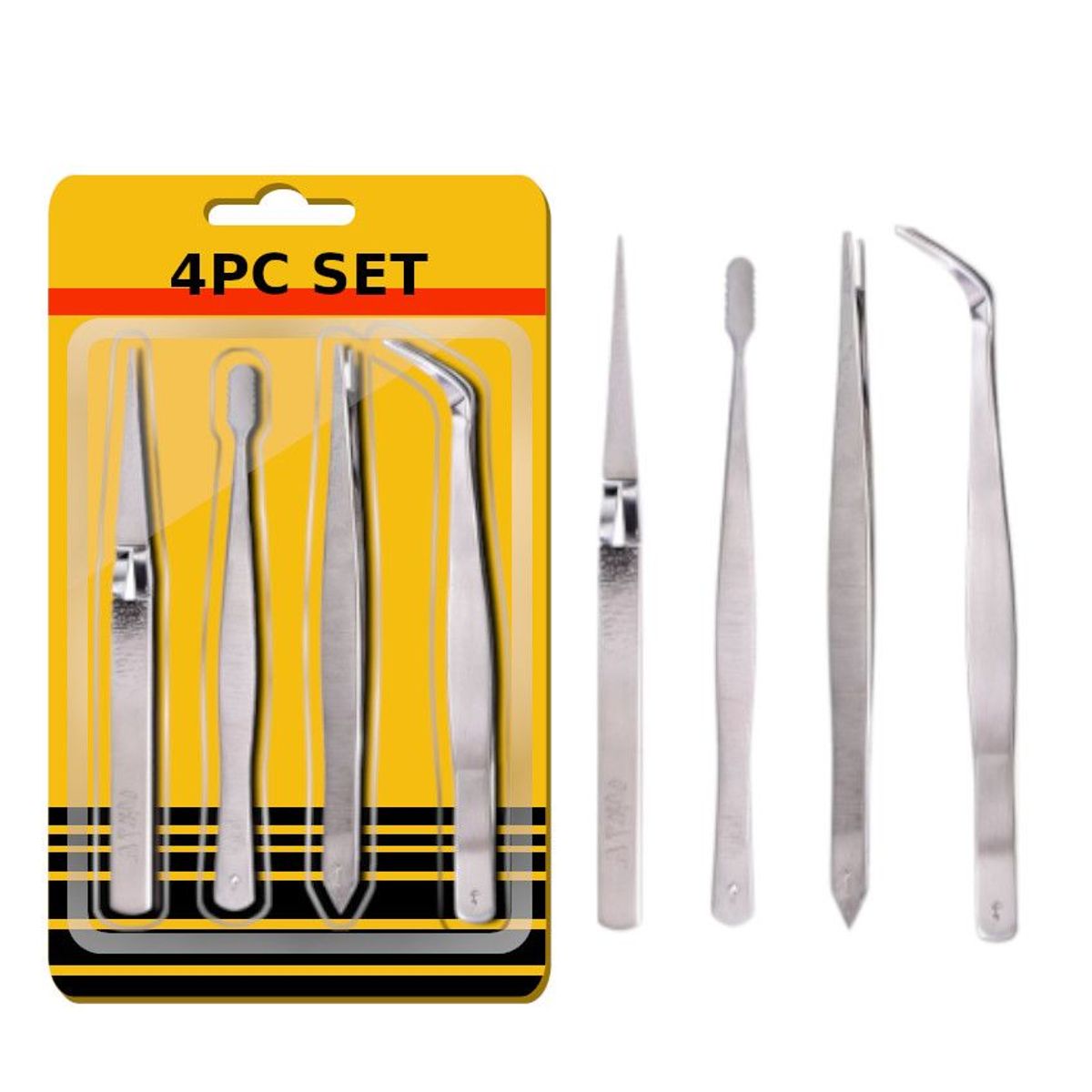 GENERICO - Pinzas Reparacion Pc Celular Set 4pcs Mango Recubierto +Pinza inversa