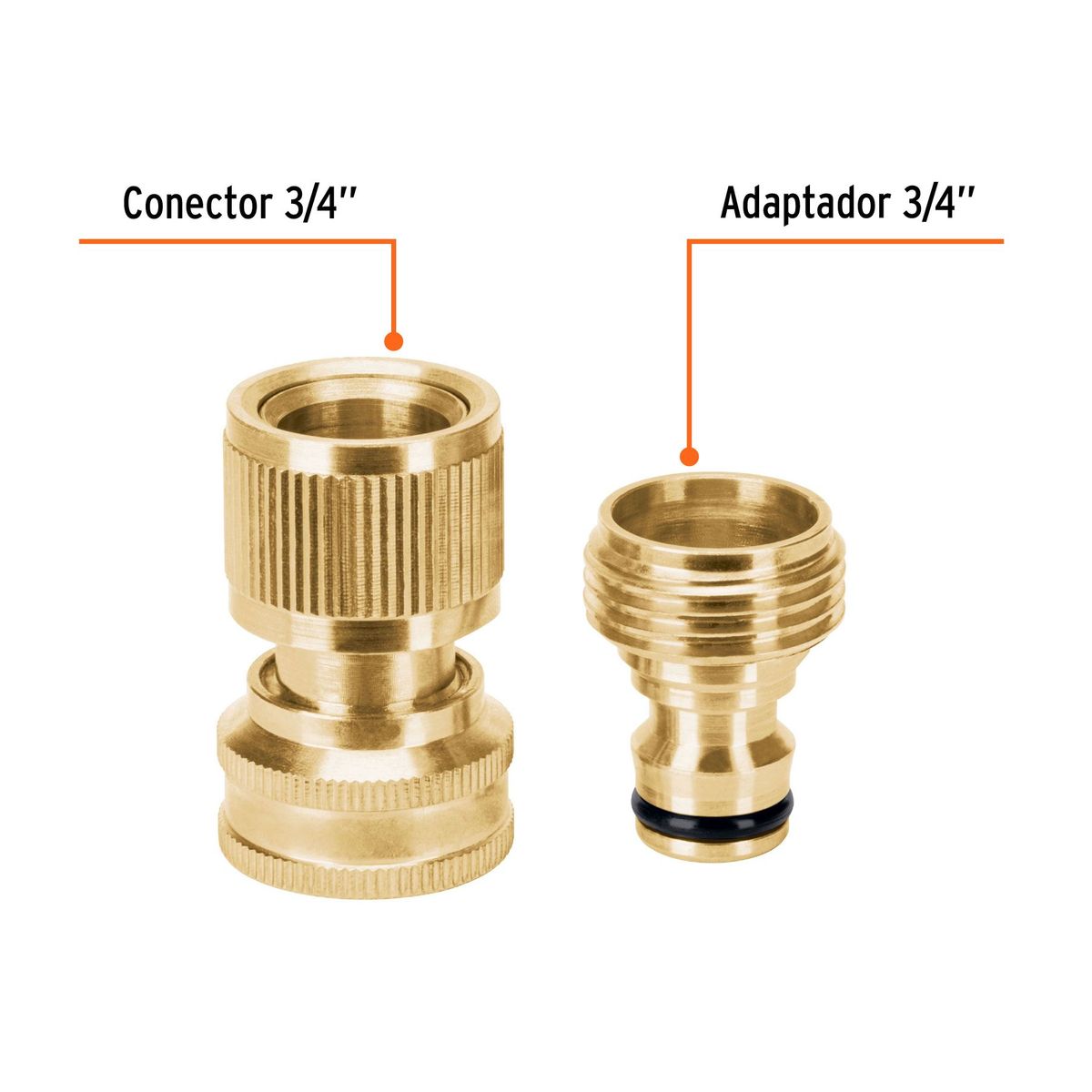 TRUPER - Conectores de laton solido sistema click para accesorios Truper