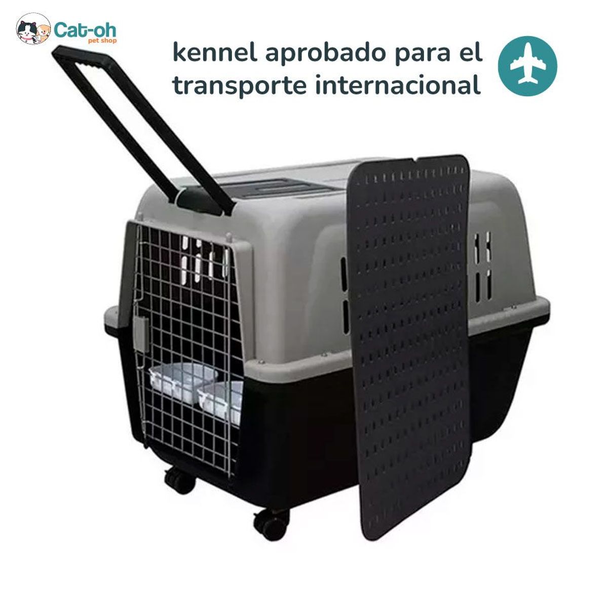 CAT OH - Kennel para mascotas con ruedas L90 cm