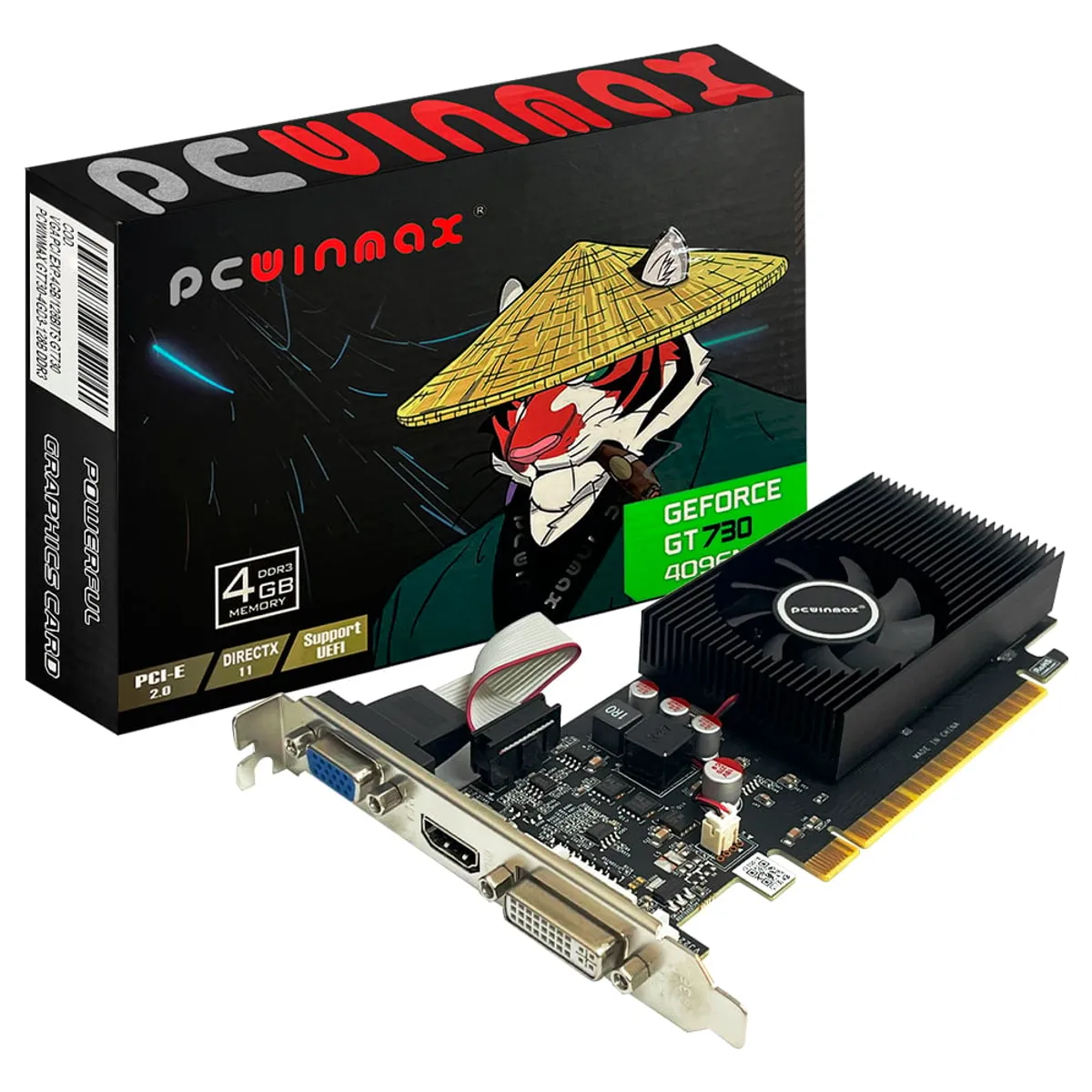 PCWINMAX - Tarjeta de Video 4GB DDR3 GT 730 VGA HDMI 128BIT Low Profile